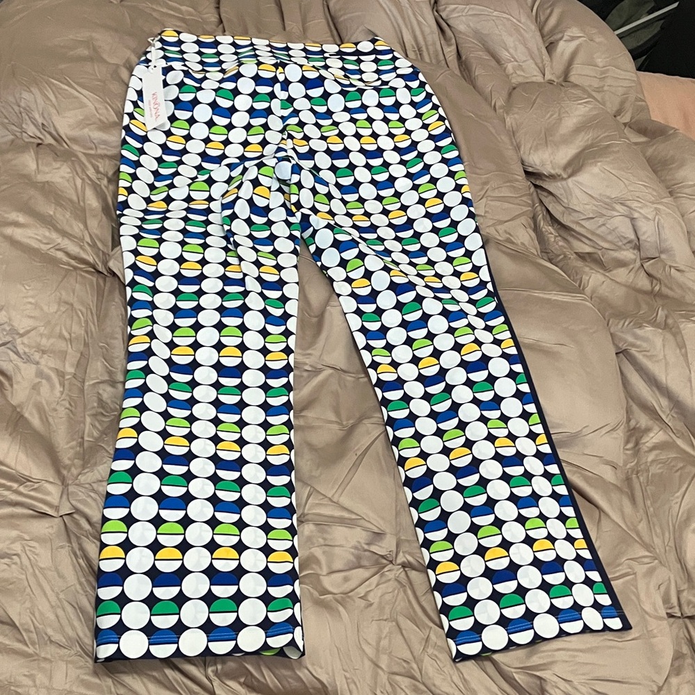Kinona Mod Dot Crop Golf Pants with Navy Stripe Small - Picture 8 of 10